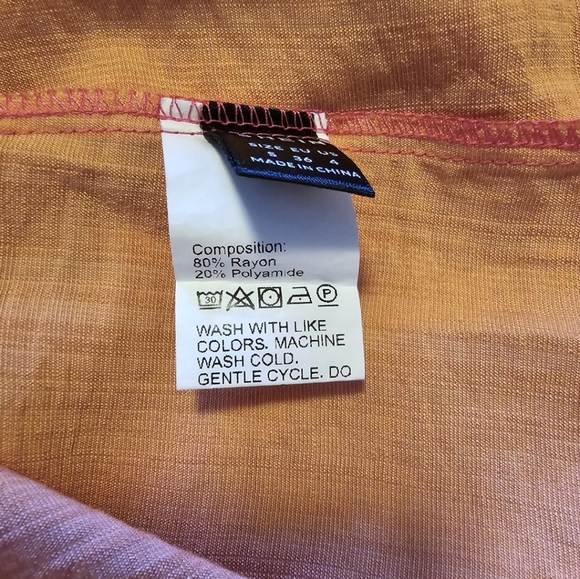 Women's Two Tones Flounce Sleeve Ruched Dress Pink/ Orange Peach - Picture 15 of 16